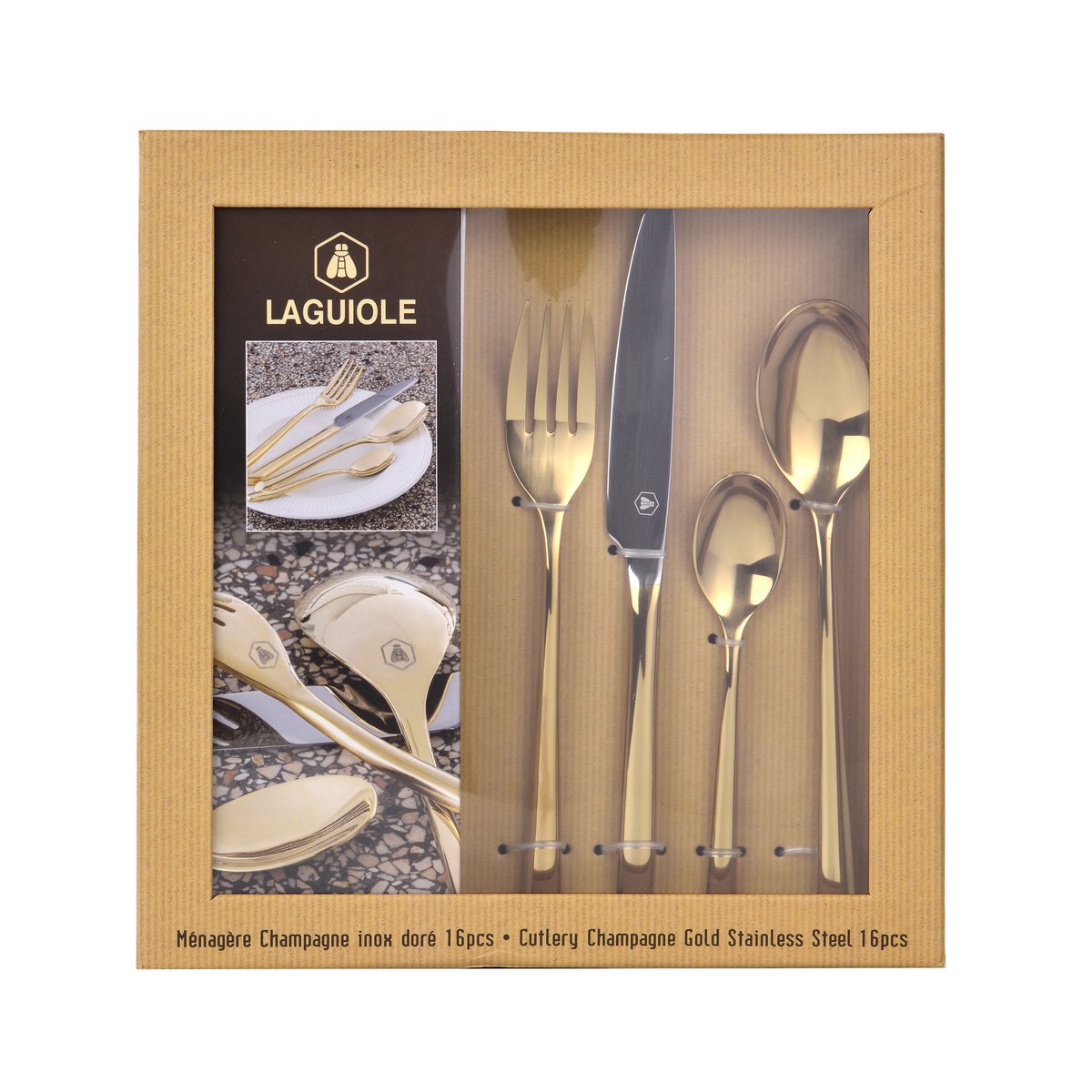 LAGUIOLE Cutlery set 16 pcs in gold finish