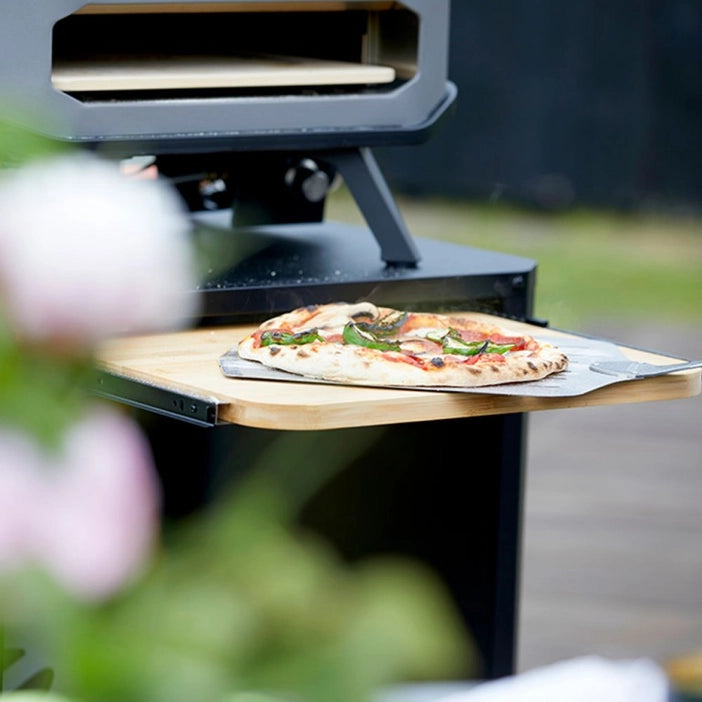 EZOOZA outdoor kitchen table with stainless steel top and wheels Cozze 180 x 60 cm