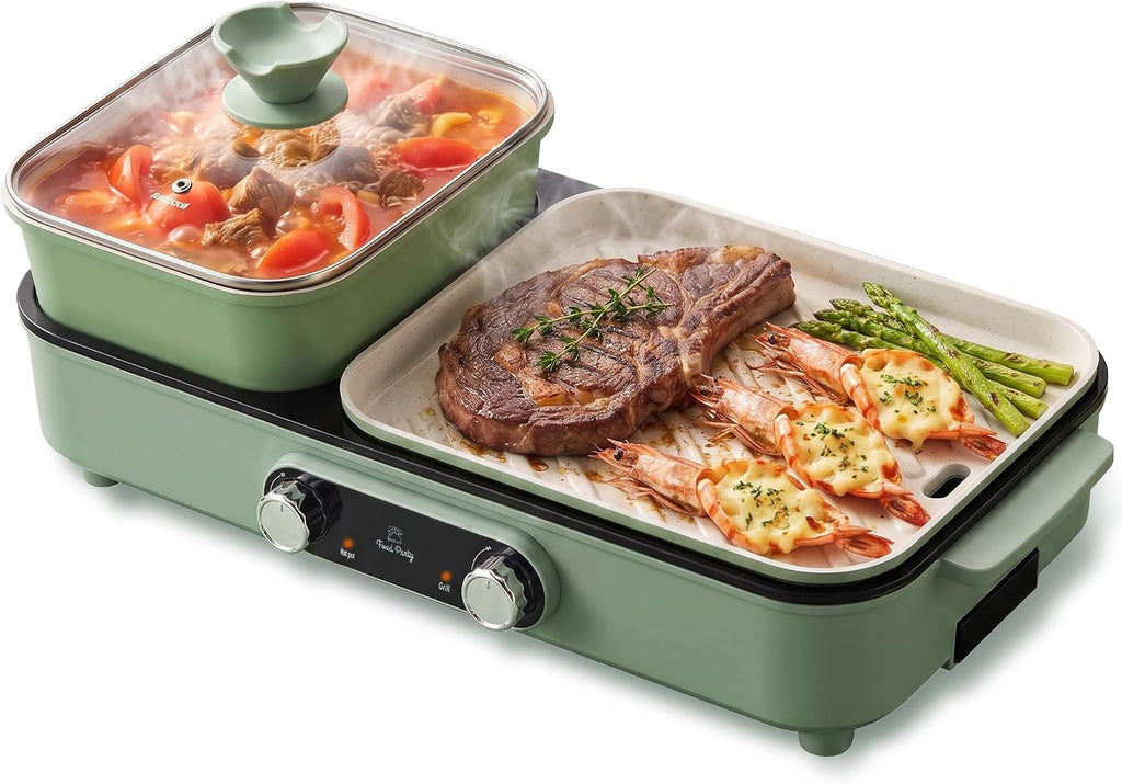 FOOD PARTY Electric hot pot grill 2 in 1 Indoor Korean BBQ 1550 W