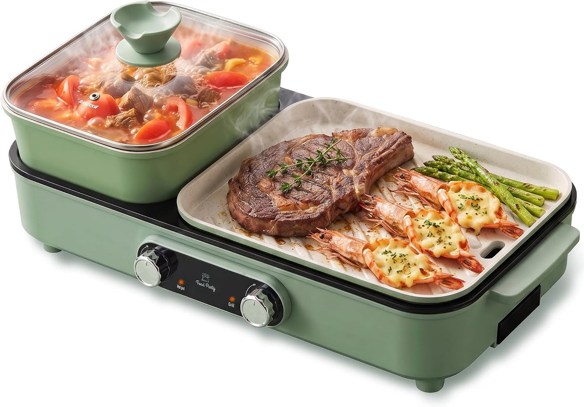 FOOD PARTY Electric hot pot grill 2 in 1 Indoor Korean BBQ 1550 W