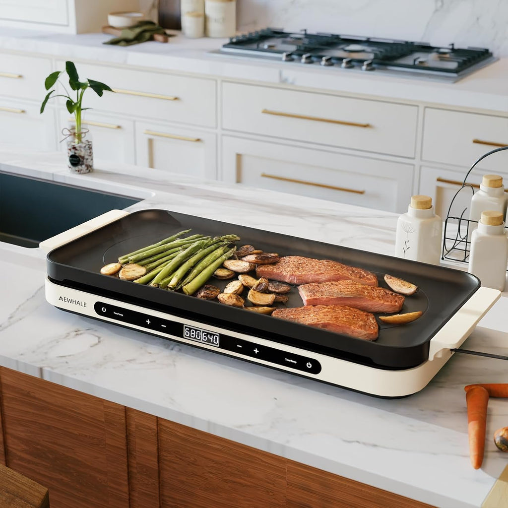 AEWHALE Double hob 1200 W + 600 W with ceramic non-stick griddle