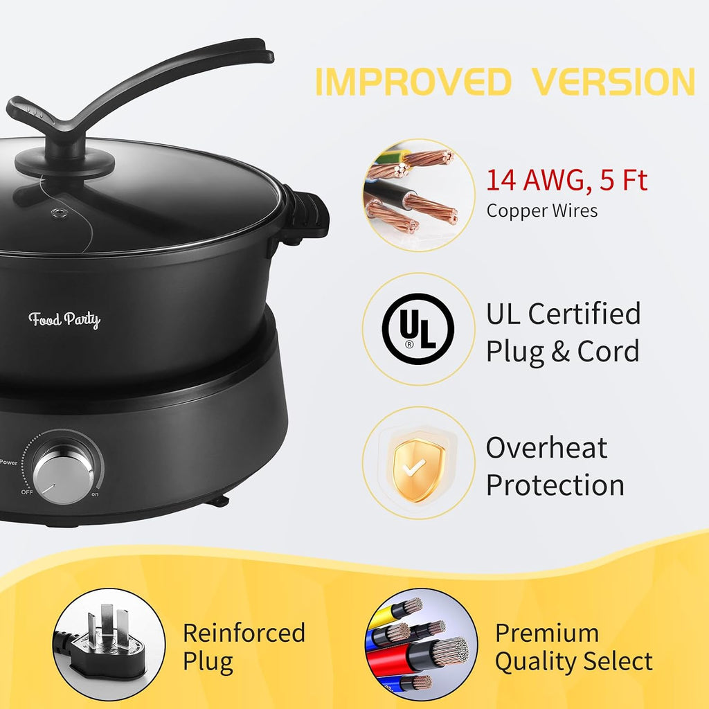 FOOD PARTY Electric hot pot 4L double sided 1350 W