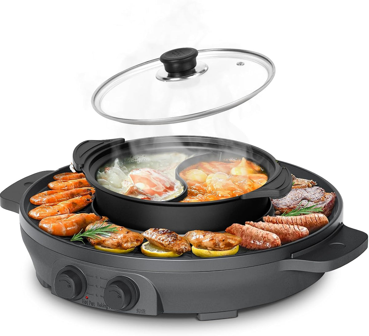 ENFRIFAM Electric hot pot 2 in 1 with raclette grill 2000 W