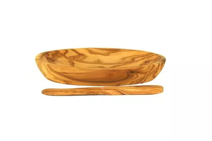 OLIVENHOLZ-ERLEBEN Butter bowl with knife
