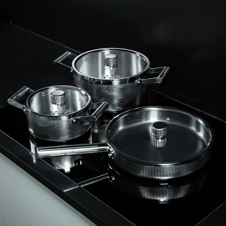 VARGEN & THOR Glima cookware set 3 pieces + 3 lids polished steel