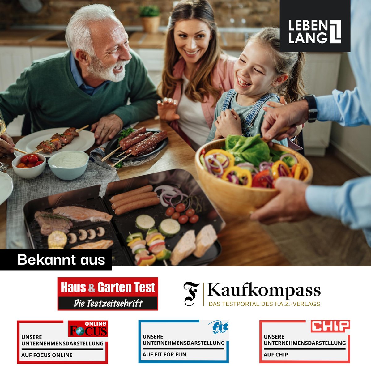 LEBENLANG Electric table grill – electric grill with accessories