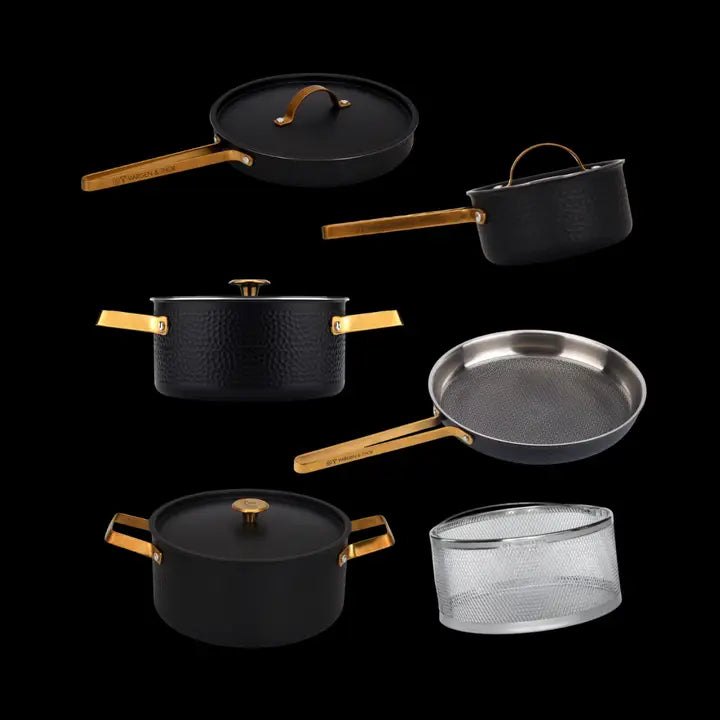 VARGEN & THOR Arvet XL 6-piece cookware set matte black with brass detail