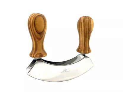 OLIVENHOLZ-ERLEBEN Chopping knife Design with olive wood handles, stainless steel double blade