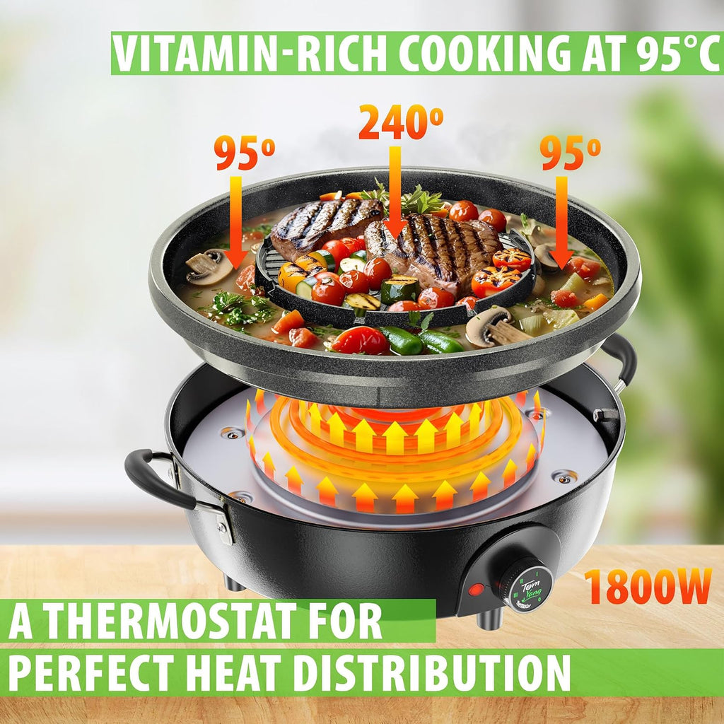 TOMYANG Thai grill and hot pot set with cookbook 1800 W
