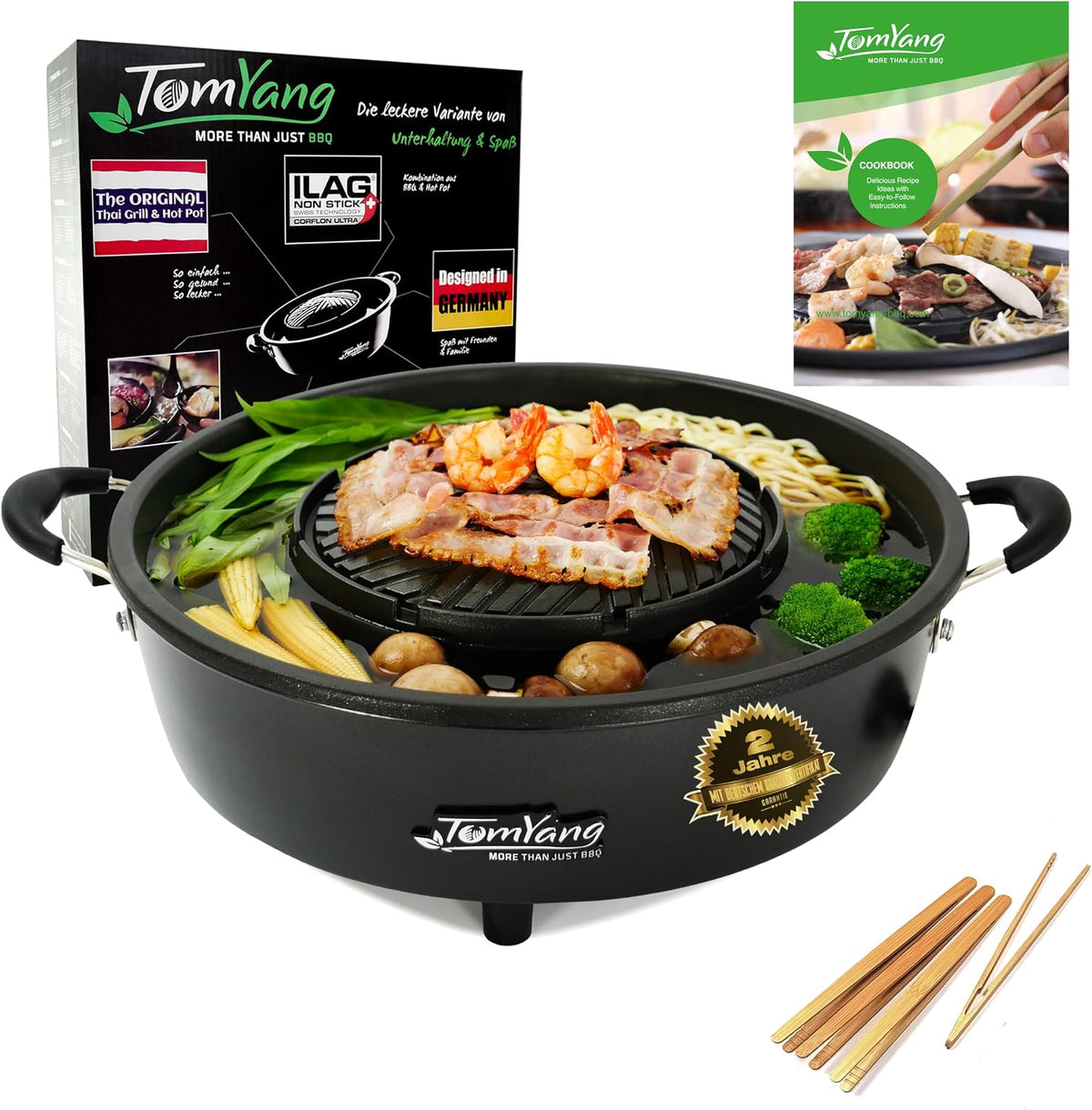 TOMYANG Thai grill and hot pot set with cookbook 1800 W