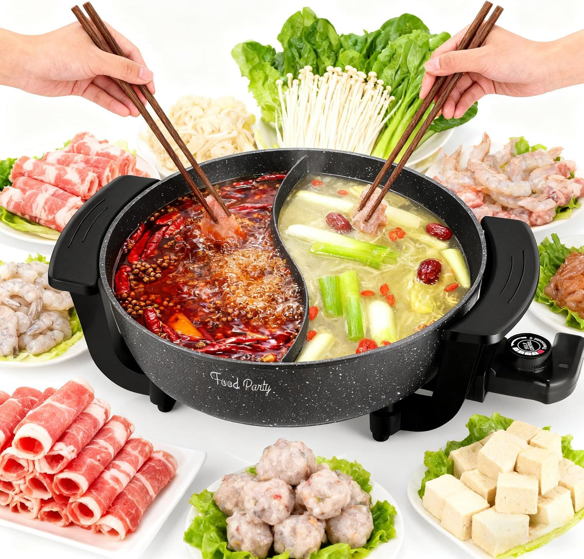 FOOD PARTY Electric hot pot 6L double sided 1200 W