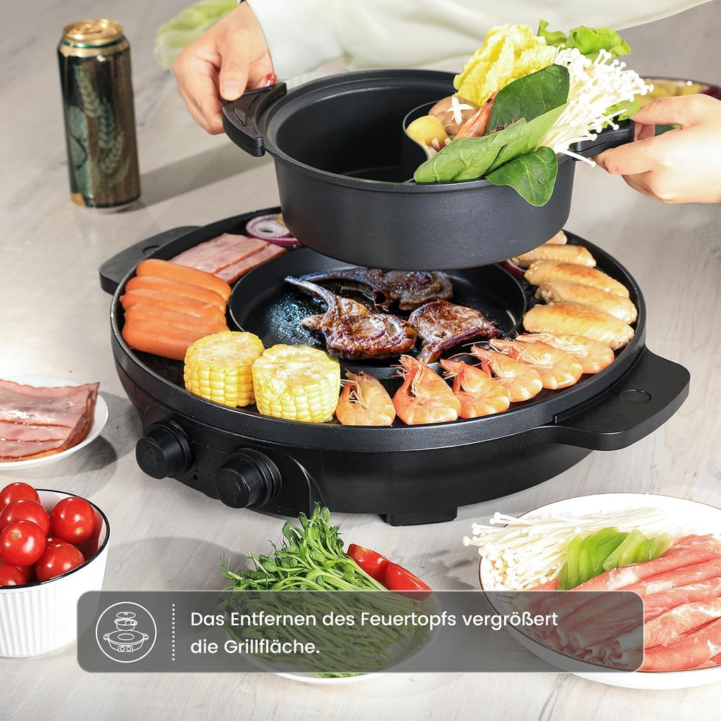 ENFRIFAM Electric hot pot 2 in 1 with raclette grill 2000 W