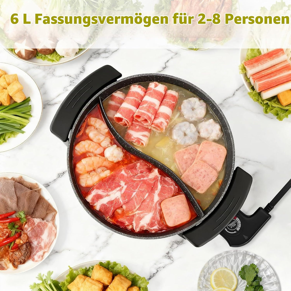 FOOD PARTY Electric hot pot 6L double sided 1200 W