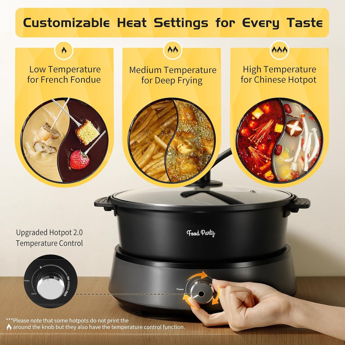 FOOD PARTY Electric hot pot 4L double sided 1350 W