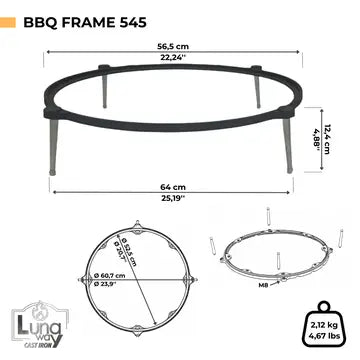 LUNAWAY Bbq Frame: Modular support for LUNAWAY cast-iron grates