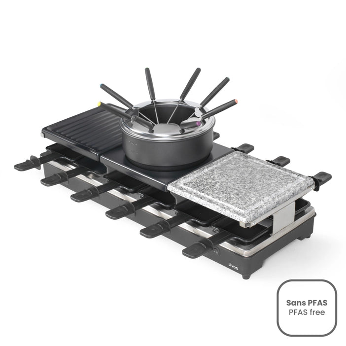 LIVOO Doc234 raclette, fondue and crepe maker for 12 people