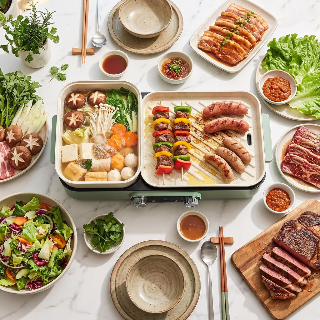 FOOD PARTY Electric hot pot grill 2 in 1 Indoor Korean BBQ 1550 W