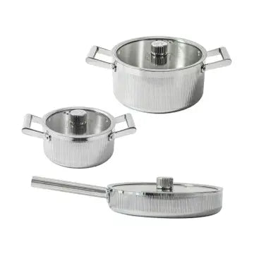 VARGEN & THOR Glima cookware set 3 pieces + 3 lids polished steel
