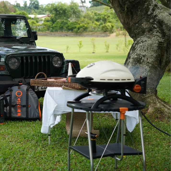 O-GRILL 600 Cream — Large Capacity Portable Gas Grill with Thermometer