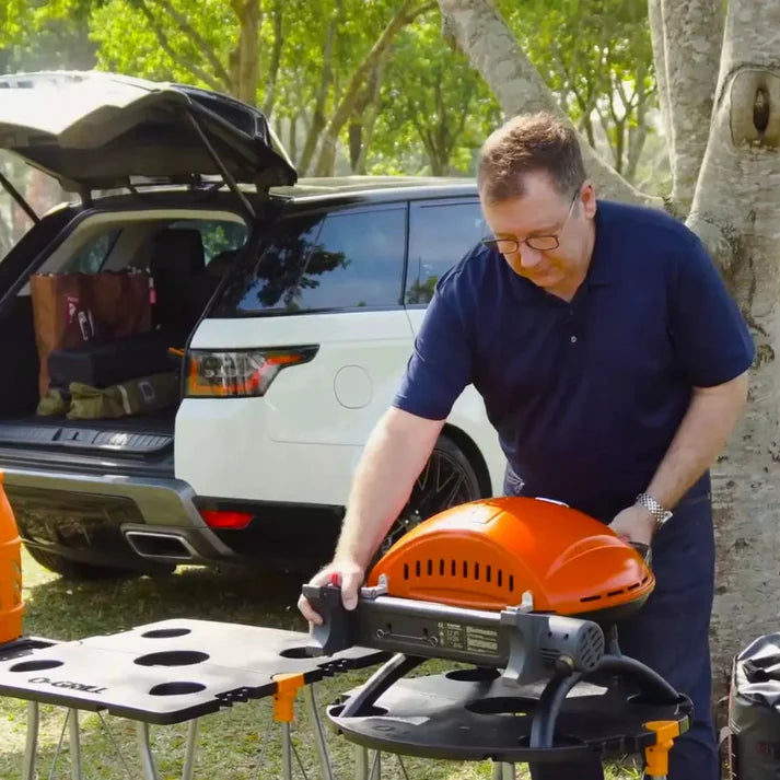 O-GRILL 600 Orange — Large Capacity Portable Gas Grill with Thermometer