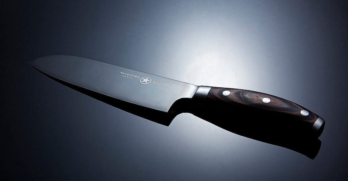 STERNSTEIGER Stahlwaren Santoku knife (18 cm) and paring knife (10 cm) from Titanium collection