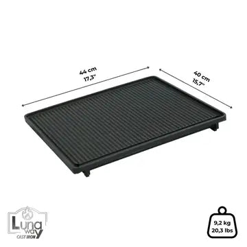 LUNAWAY Bbq Grill and Plane: Enameled cast-iron grill plate for BBQ
