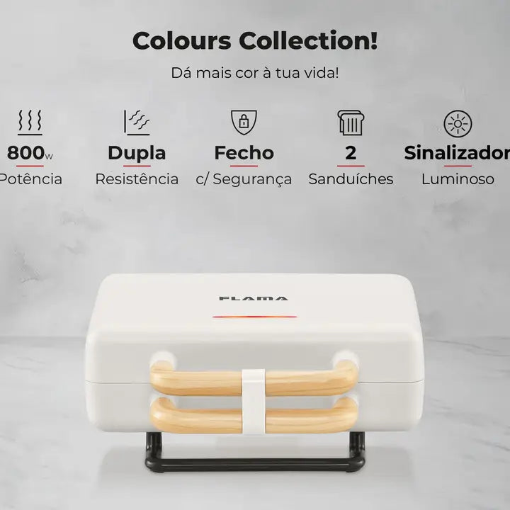 FLAMA Pearl white grill sandwich maker, Colours Collection, 4961FL