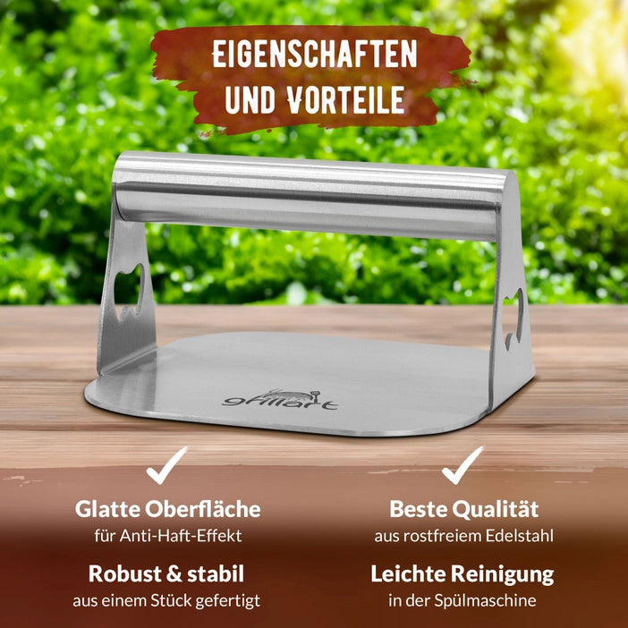 GRILLART Premium burger press made of high-quality stainless steel