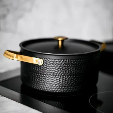 VARGEN & THOR Arvet.2 cookware set matte black & brass 3 pieces