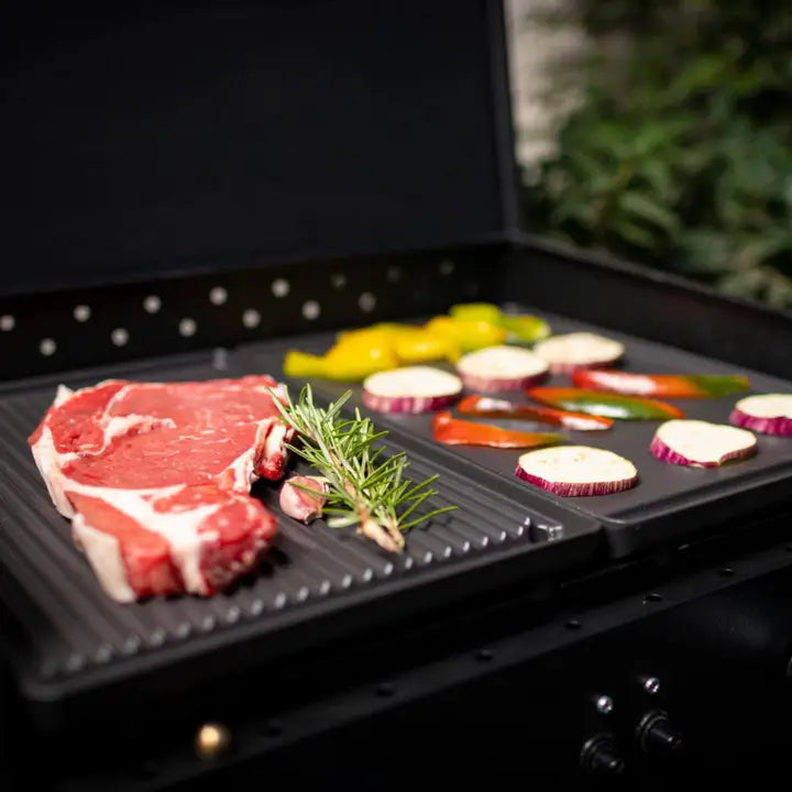 LUNAWAY Bbq Grill and Plane: Enameled cast-iron grill plate for BBQ