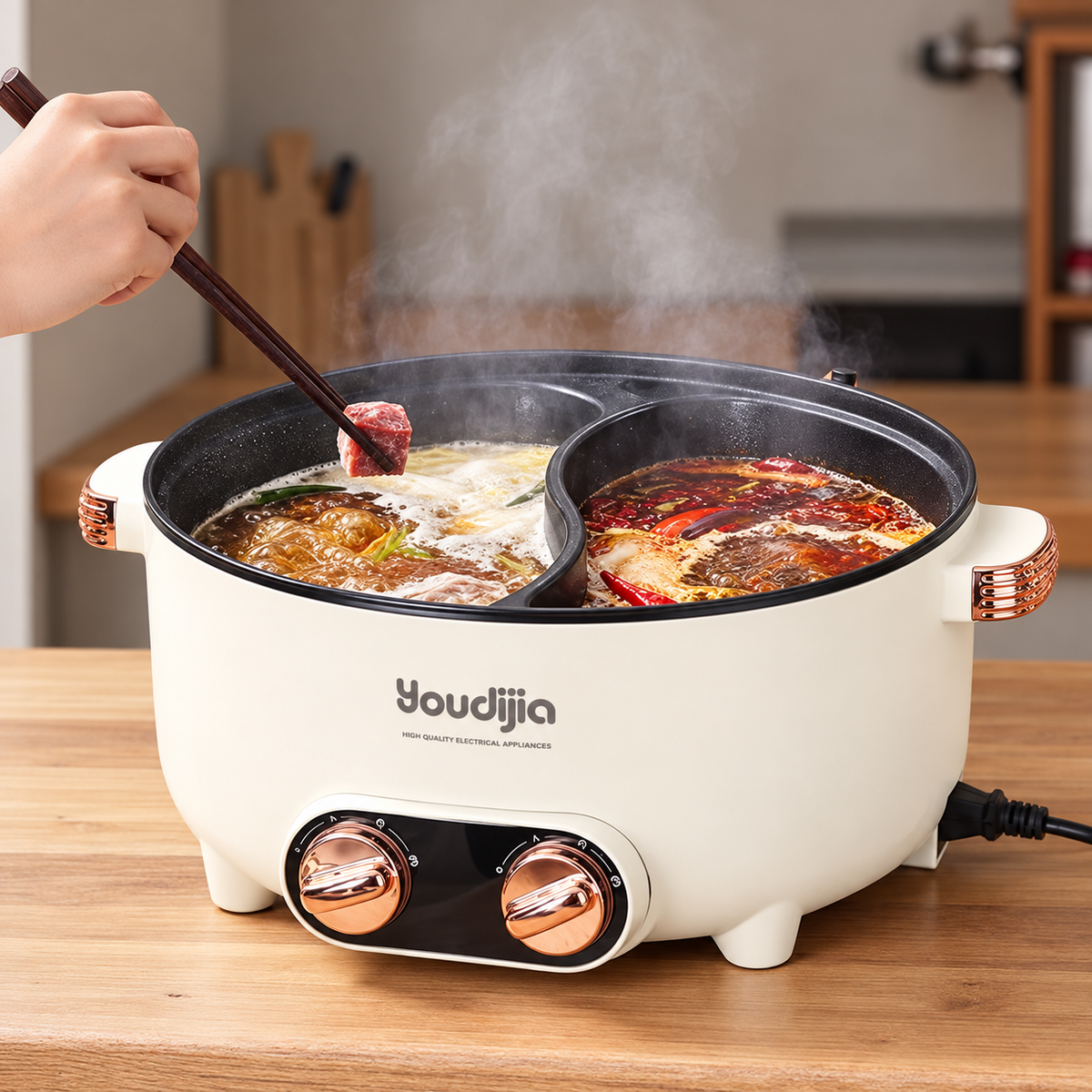 6L Electric Hot Pot with Dual Compartments