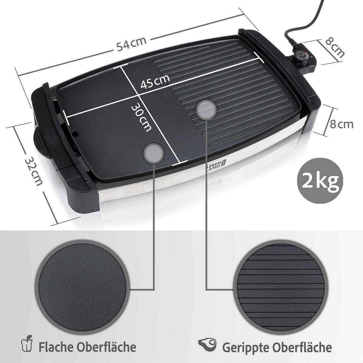 LEBENLANG Electric grill – teppanyaki table grill for balcony and indoor use