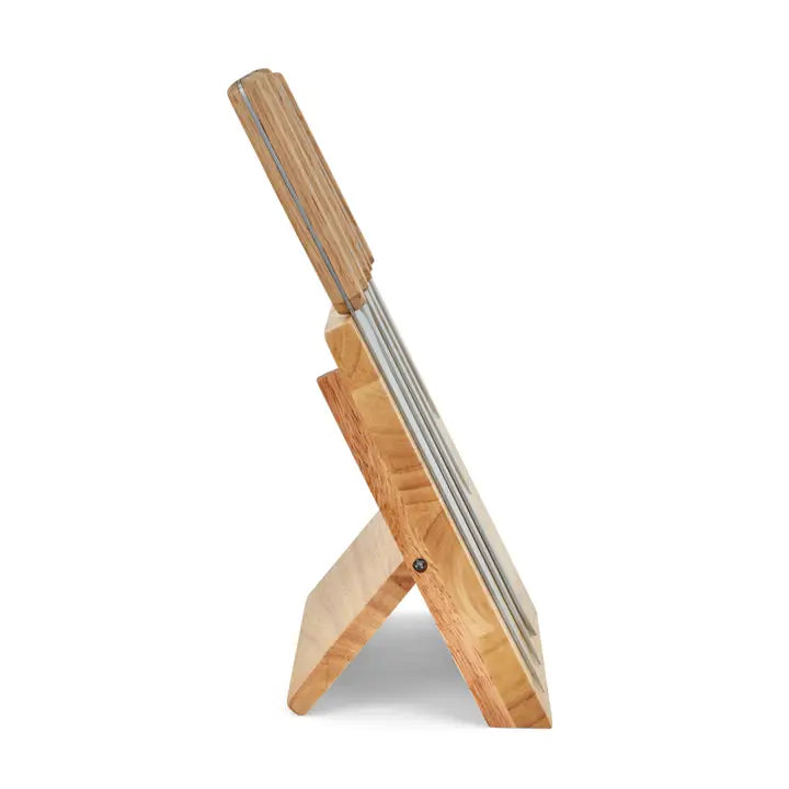 LIVOO Set of 5 knives with magnetic rubberwood holder