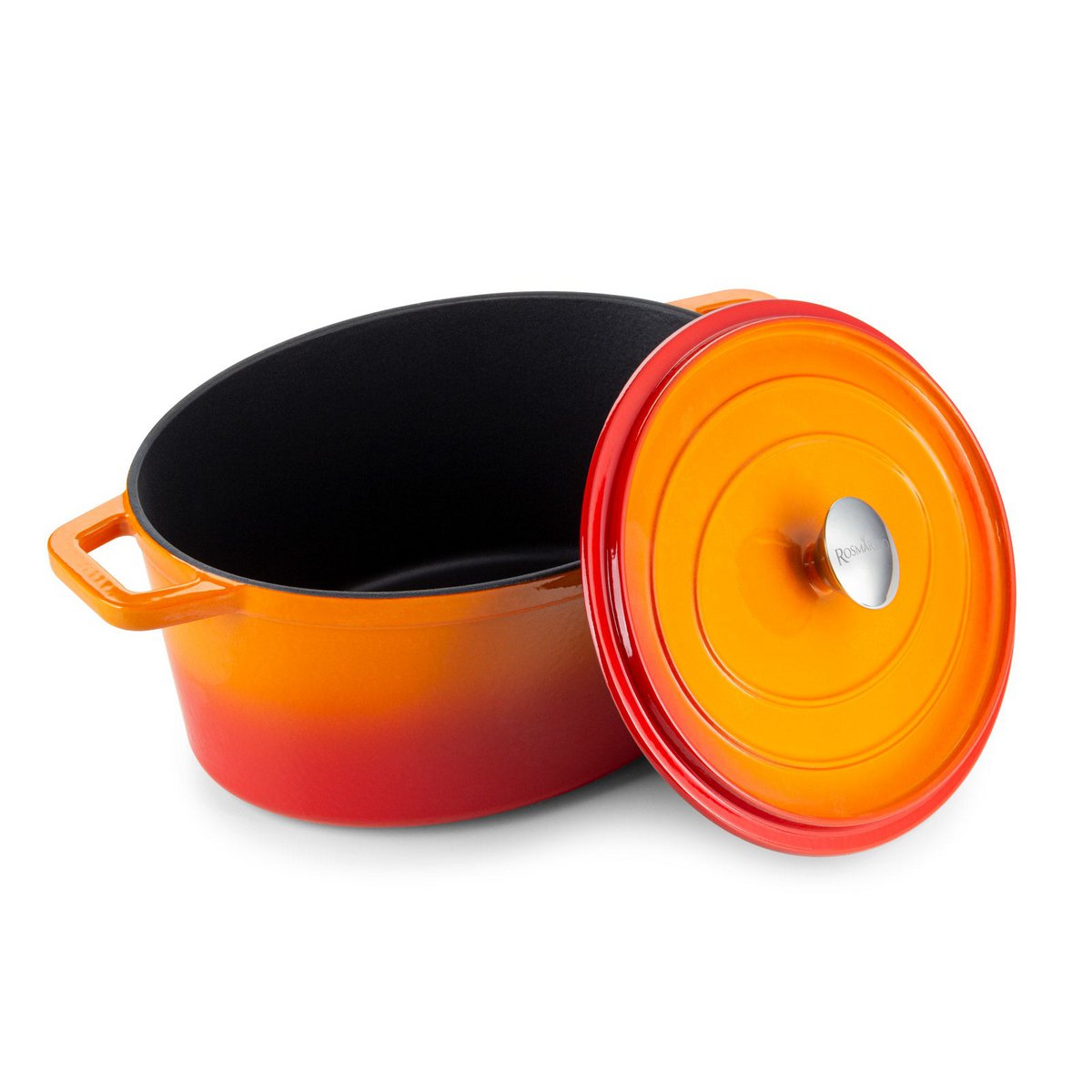ROSMARINO Cast Iron Oval Pan 31 cm Orange
