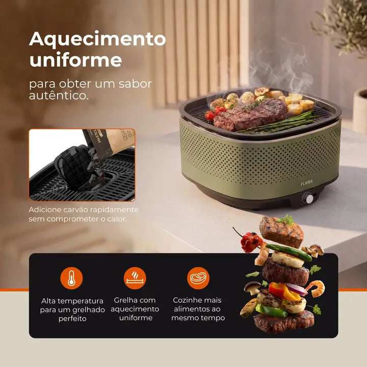 FLAMA Mastergrill Evo Forest charcoal grill, Live Coal Style, 4014FL
