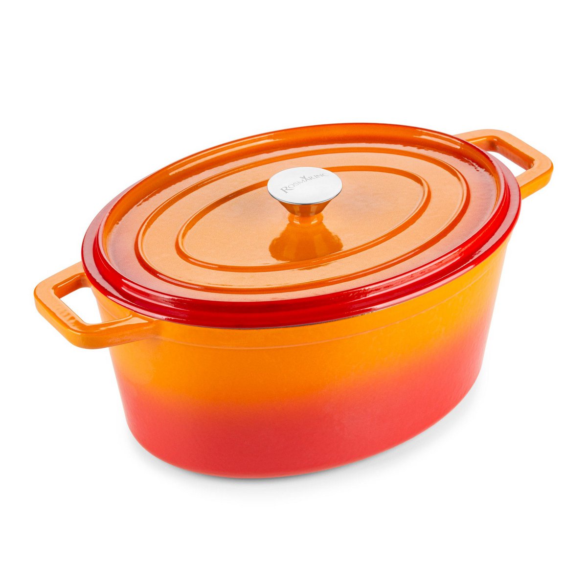 ROSMARINO Cast Iron Oval Pan 31 cm Orange