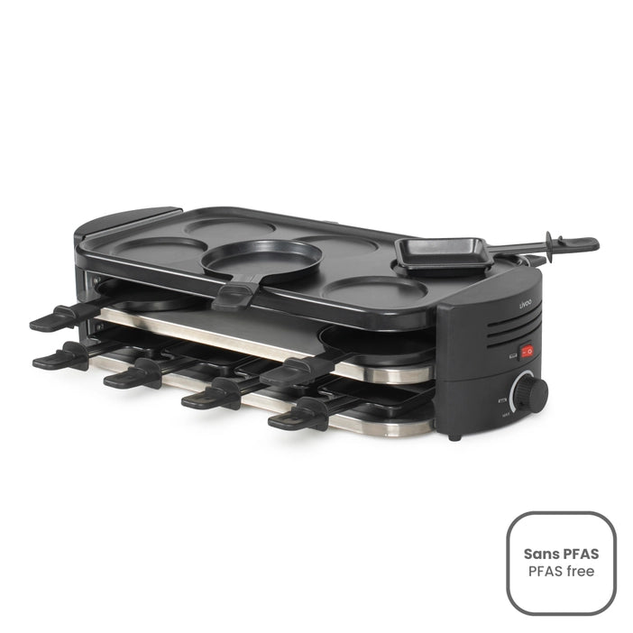 LIVOO DOC337 raclette, mini pizza and crepe maker for 8 people
