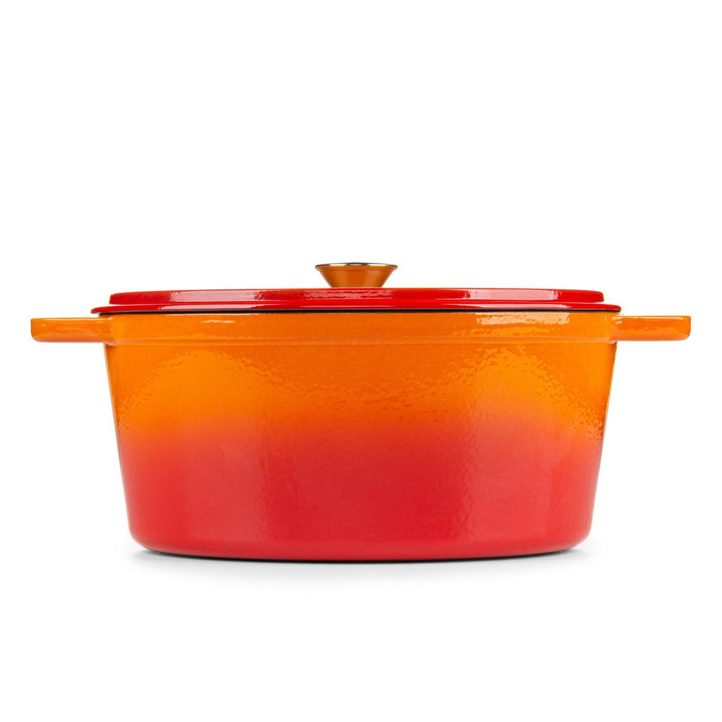 ROSMARINO Cast Iron Oval Pan 31 cm Orange