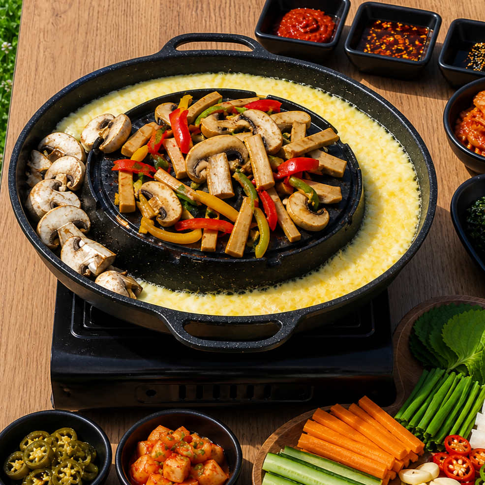 KOSUN Korean Barbecue Tray – Portable Non-Stick Grill Pan 34 cm