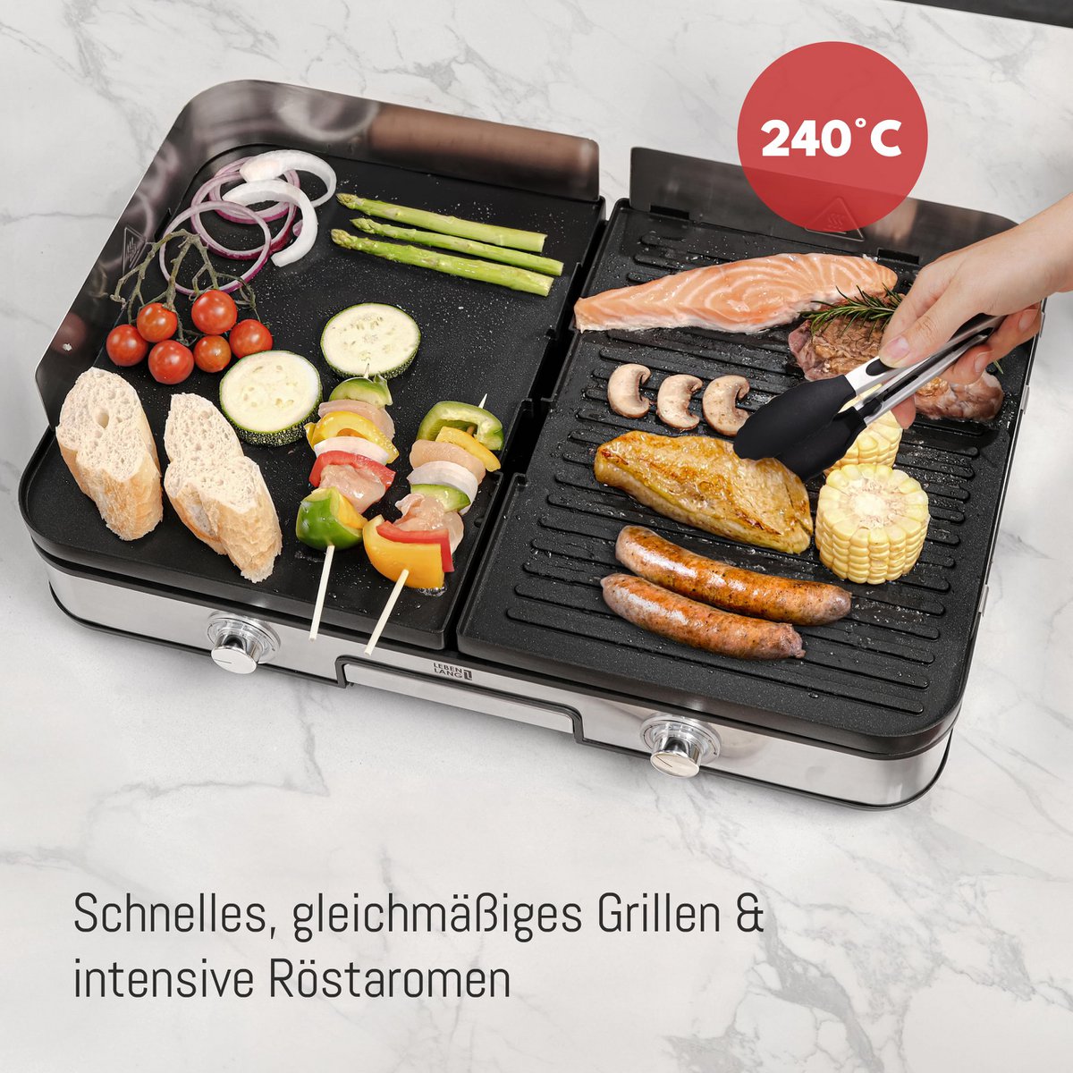 LEBENLANG Electric table grill – electric grill with accessories
