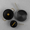 VARGEN & THOR Arvet.2 cookware set matte black & brass 3 pieces