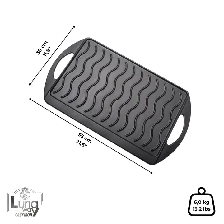 LUNAWAY Bbq Reverse: Reversible enameled cast iron griddle and grill