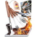 LIKAYA Premium grill cutlet set stainless steel grill tool set with acacia wood handles