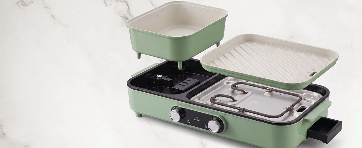 FOOD PARTY Electric hot pot grill 2 in 1 Indoor Korean BBQ 1550 W