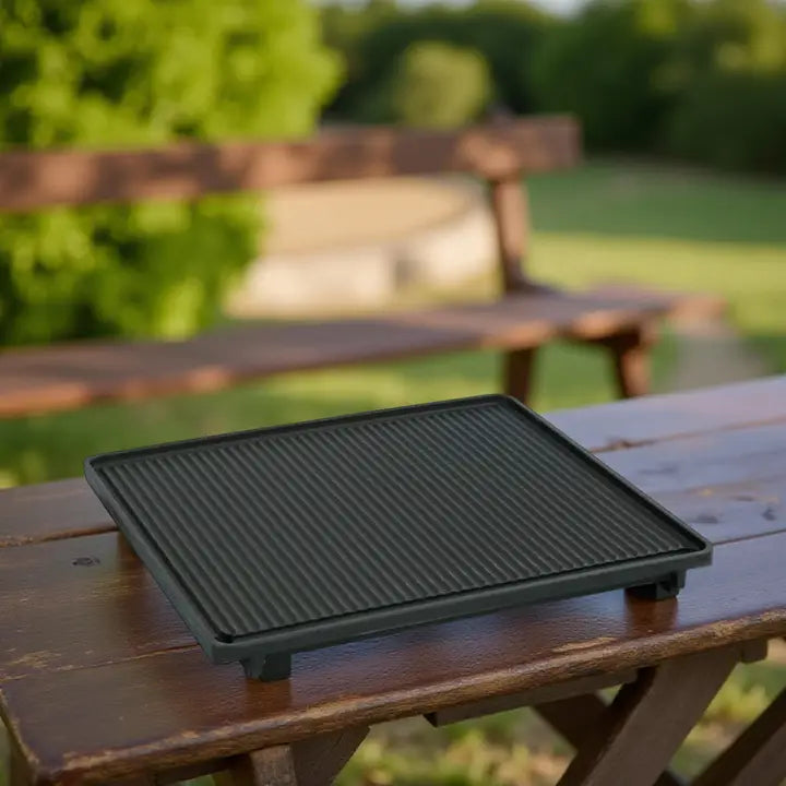 LUNAWAY Bbq Grill and Plane: Enameled cast-iron grill plate for BBQ