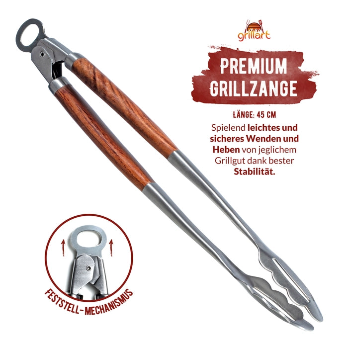 GRILLART Premium 3-piece barbecue cutlery set made from high-quality stainless steel